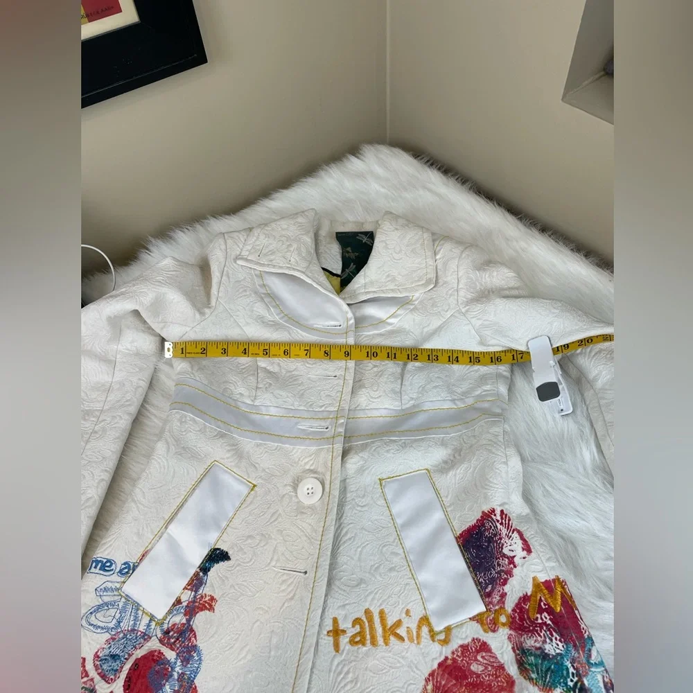 Desigual Embroidered trench coat with Colorful Graphic Design small - Picture 6 of 16